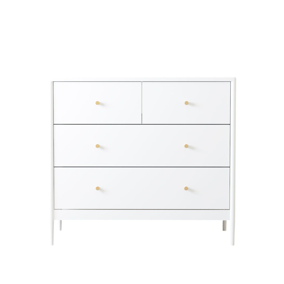 4 Drawer Kids Dresser With Antique Brass Pulls - White