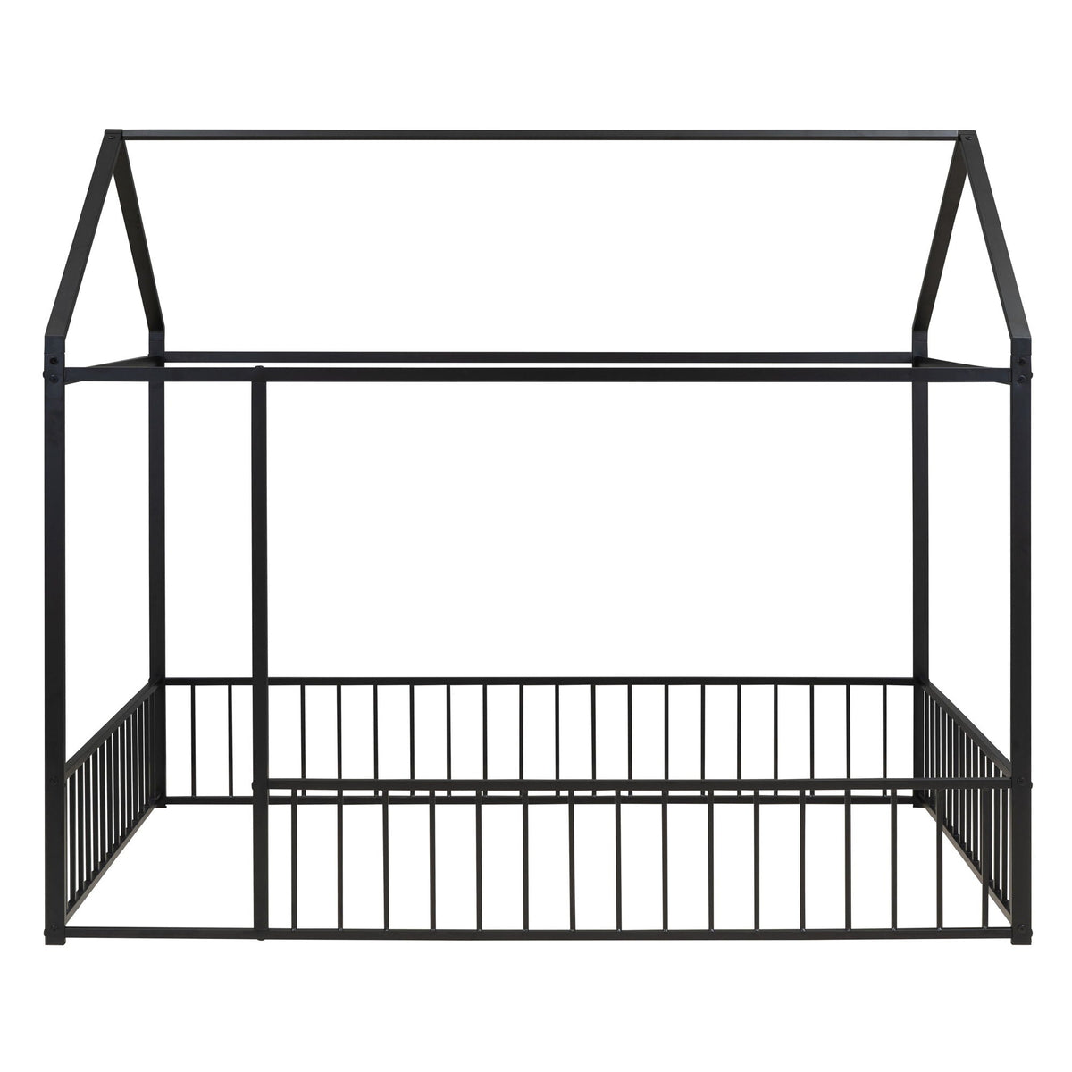 Metal Bed House Bed Frame With Fence