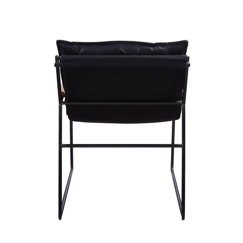Luberzo - Accent Chair - Distress Espresso Top Grain Leather & Matt Iron