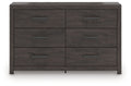 Prendonea - Six Drawer Dresser - Charcoal