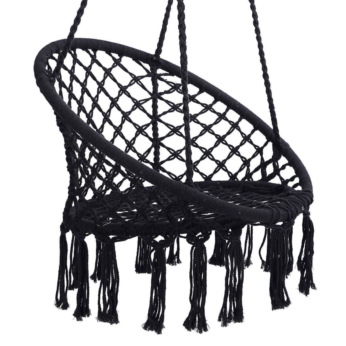 Macrame Hanging Hammock Chair, Rope Swing For Indoor And Outdoor Use