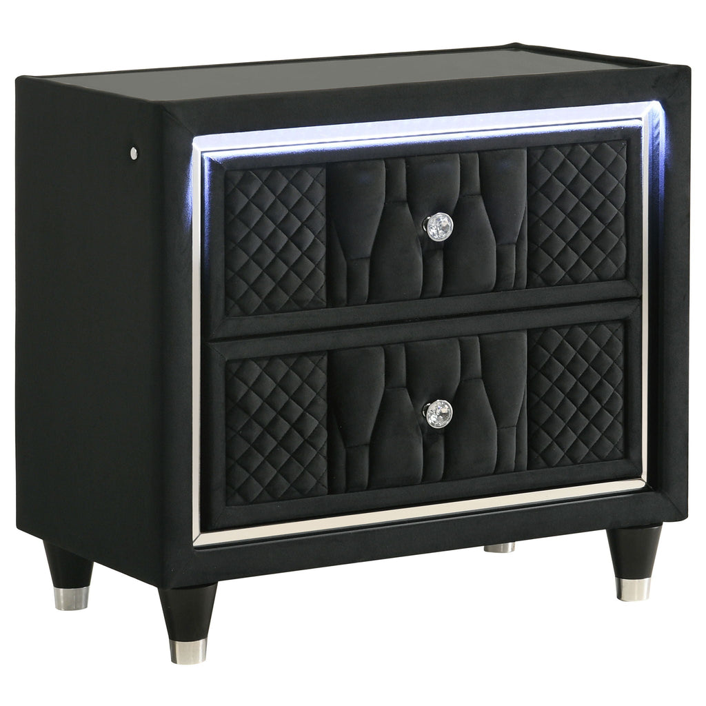 Lorient 2-drawer LED Nightstand with USB Black