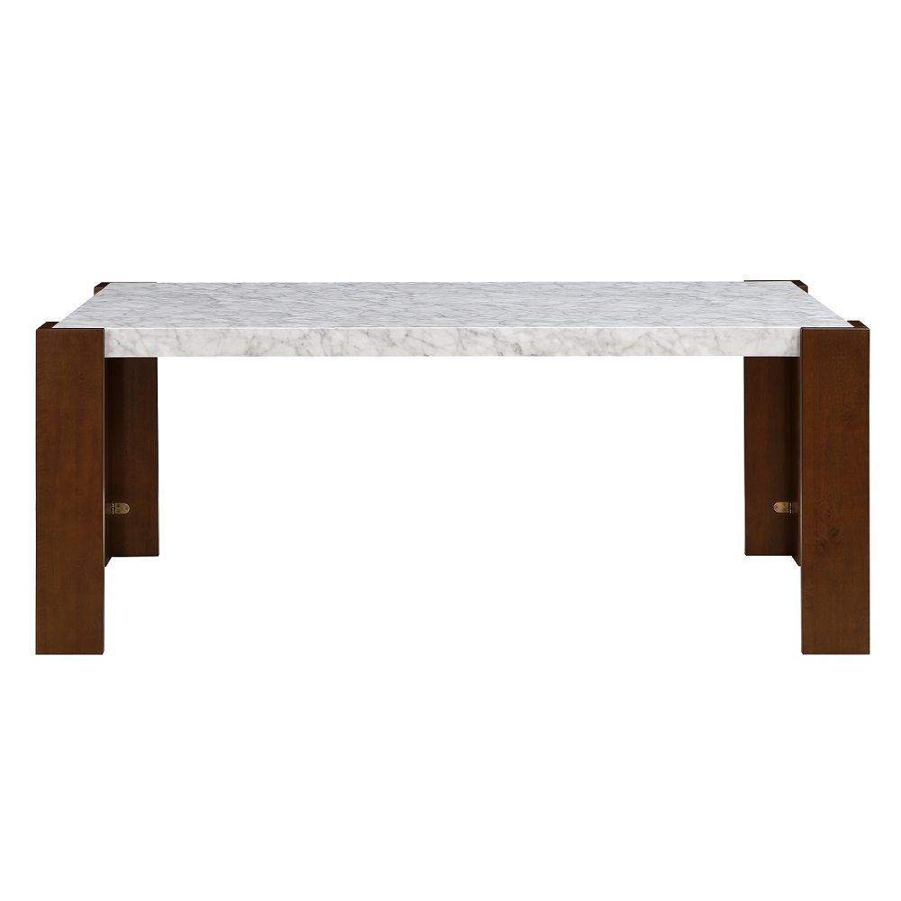 Hettie - Dining Table With Engineeed Stone Top - Engineered Stone Top & Brown