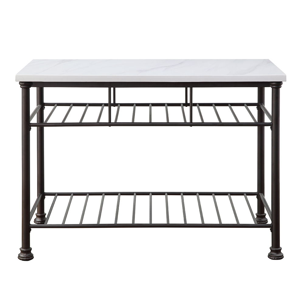 Freyja - Kitchen Island - White Cultured Marble Top & Gray