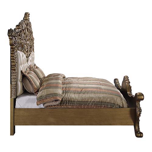 Constantine - Eastern King Bed - Synthetic Leather , Light Gold, Brown & Gold