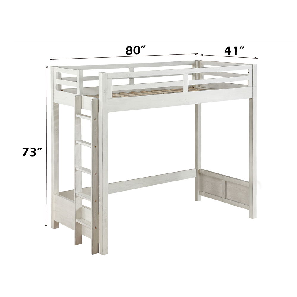 Celerina - Twin Loft Bed - Weathered White
