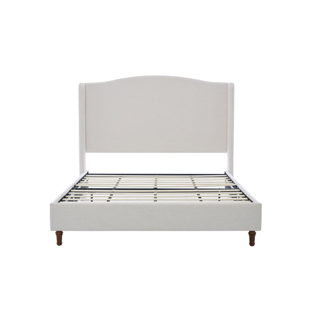Minimalist Designs Upholstered Wingback Bed With Tall Headboard