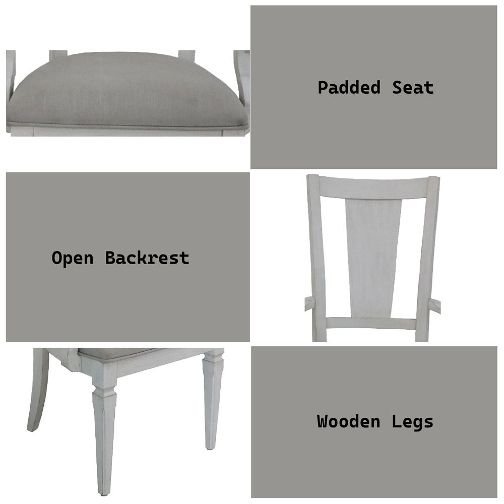 Katia - Arm Chair (Set of 2) - Light Gray Linen & Weathered White