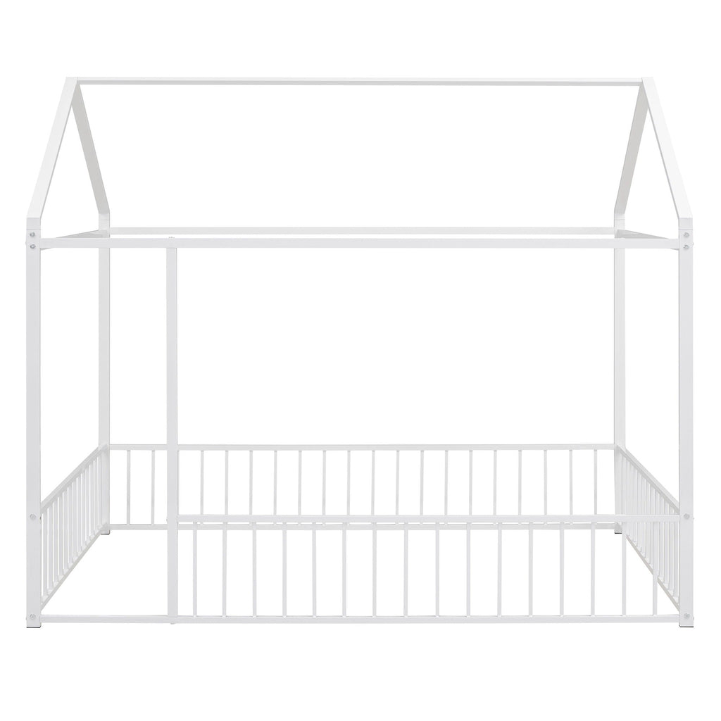 Metal Bed House Bed Frame With Fence