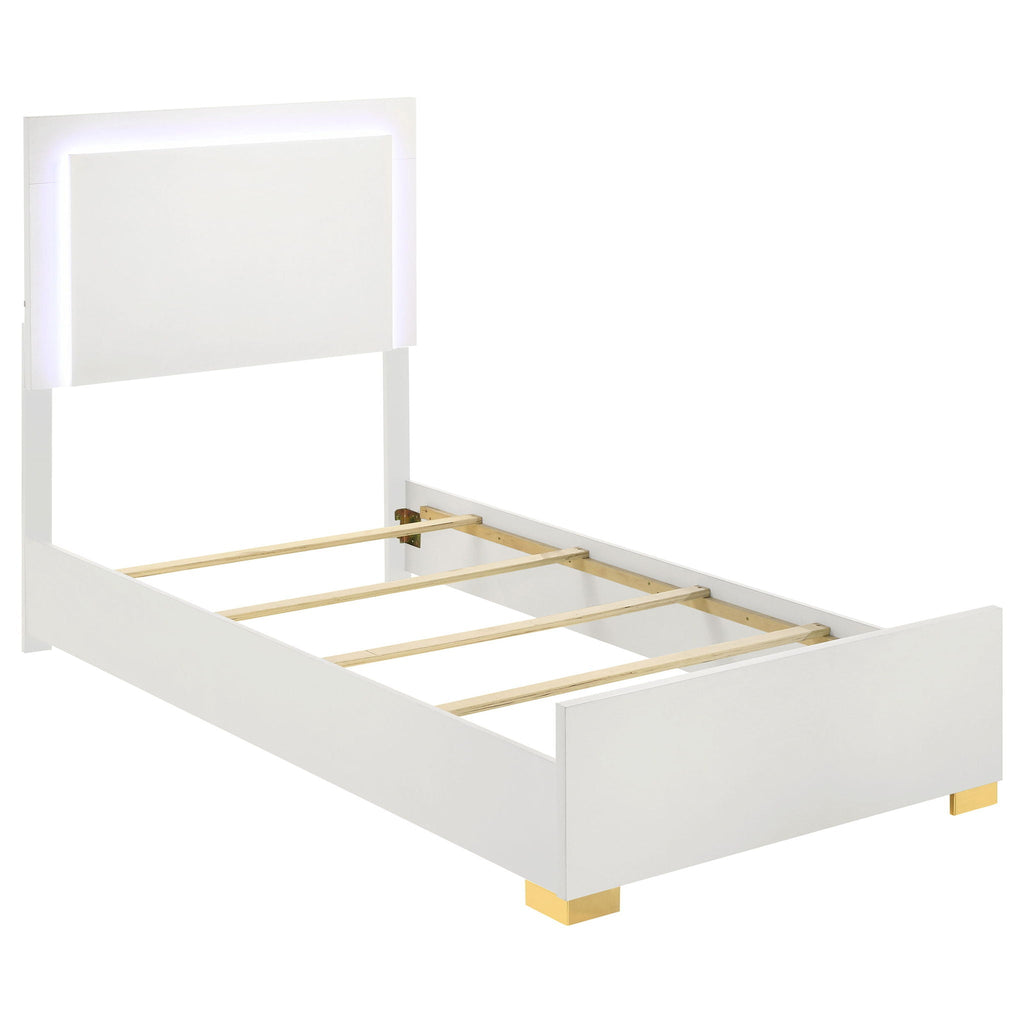 Marceline Wood Twin LED Panel Bed White