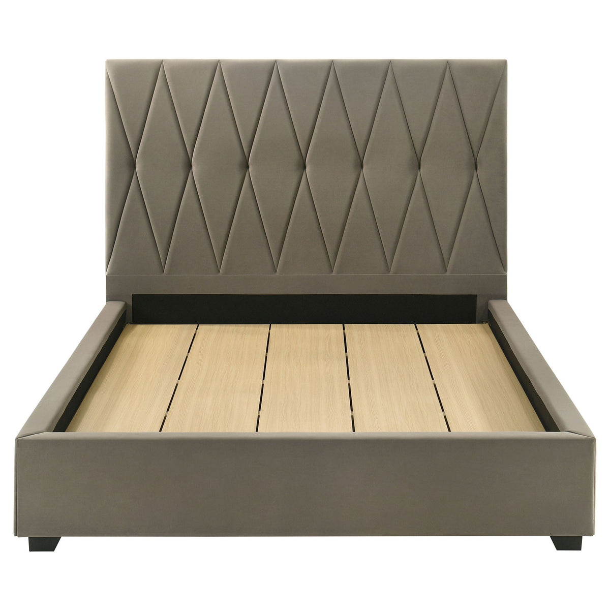 Delsea Upholstered Queen Panel Platform Bed Light Brown