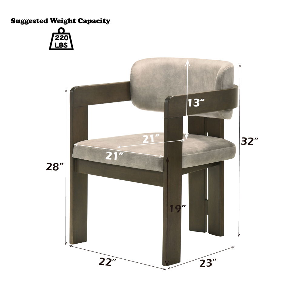 Destin - Side Chair - Light Gray Fabric & Walnut