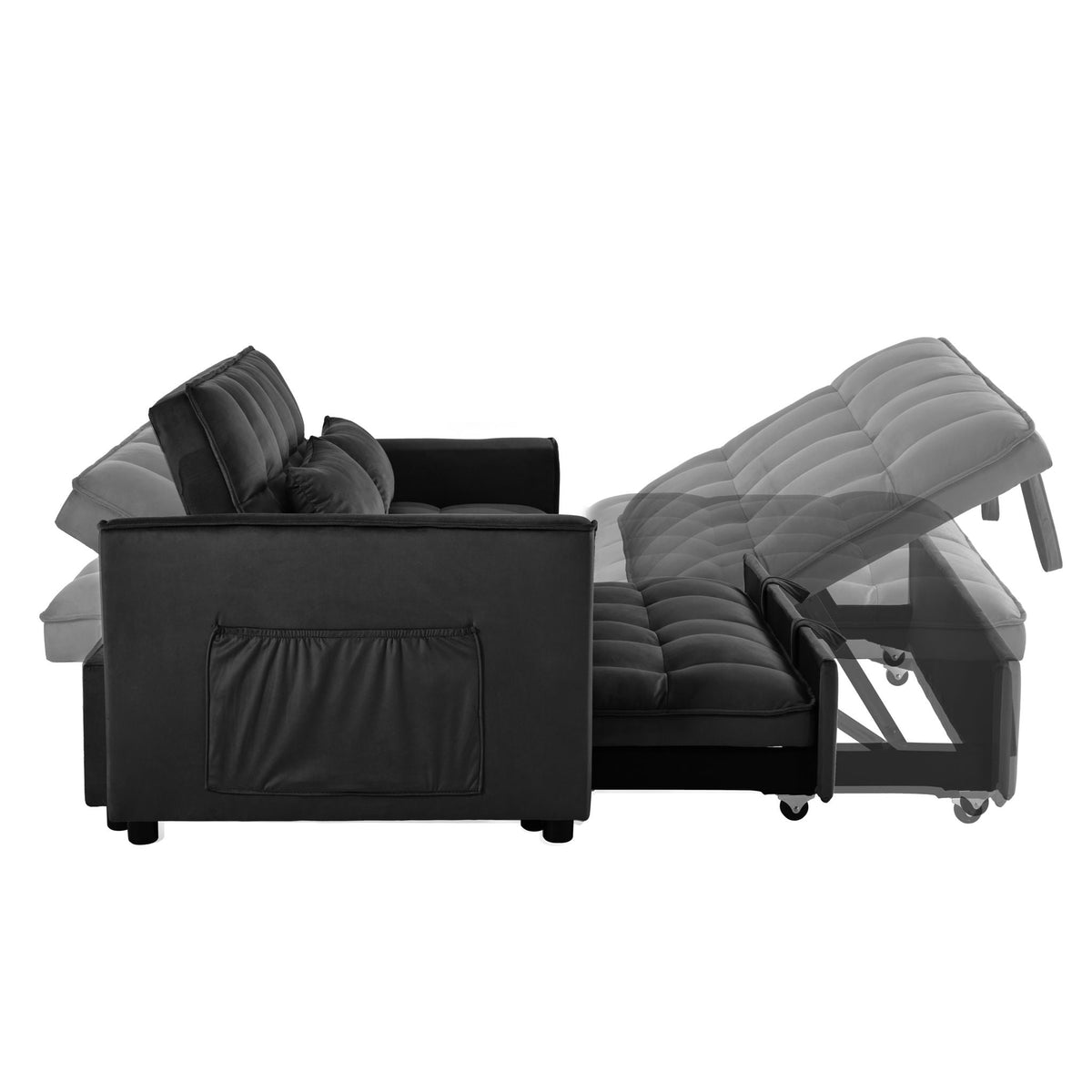 3 In 1 Pull Out Couch Convertible Sofa Bed With Reclining Backrest