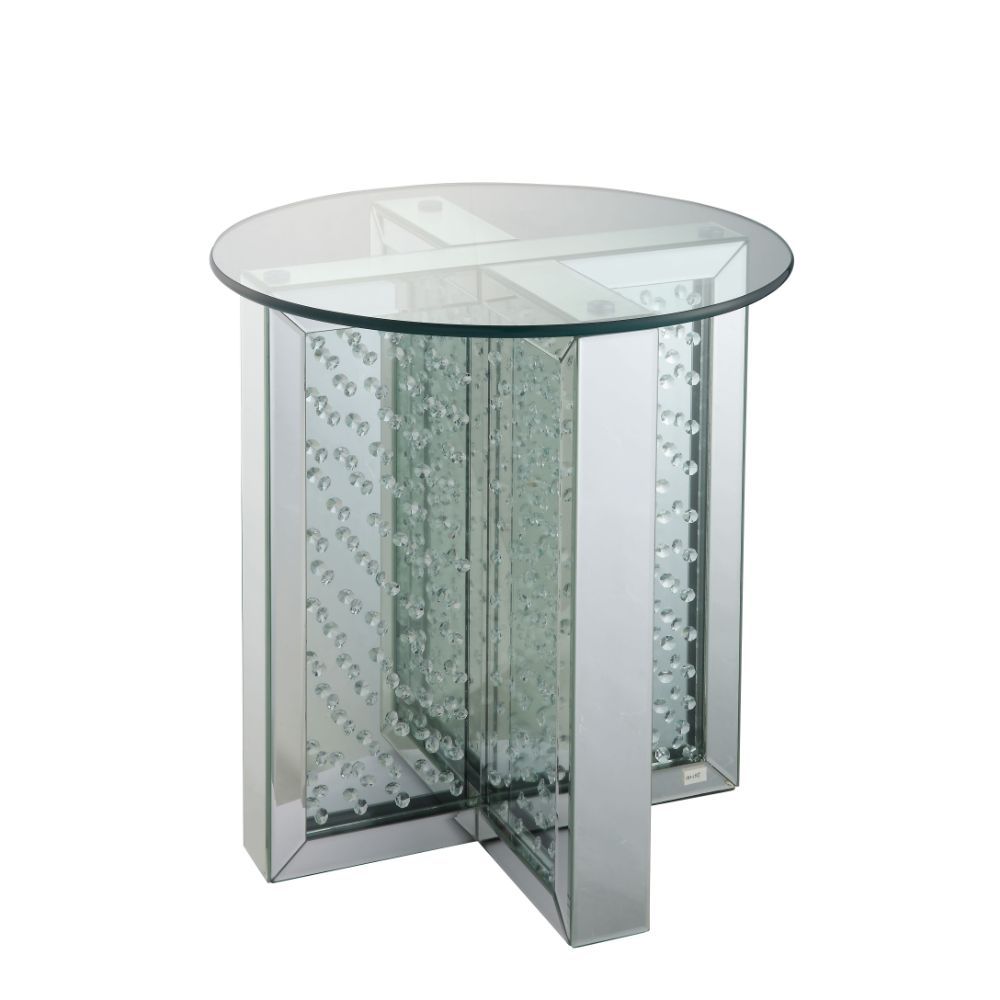 Nysa - 23" End Table - Mirrored & Faux Crystals