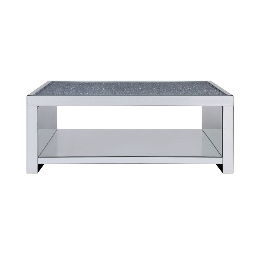 Noralie - Coffee Table - Clear Glass, Mirrored & Faux Diamonds