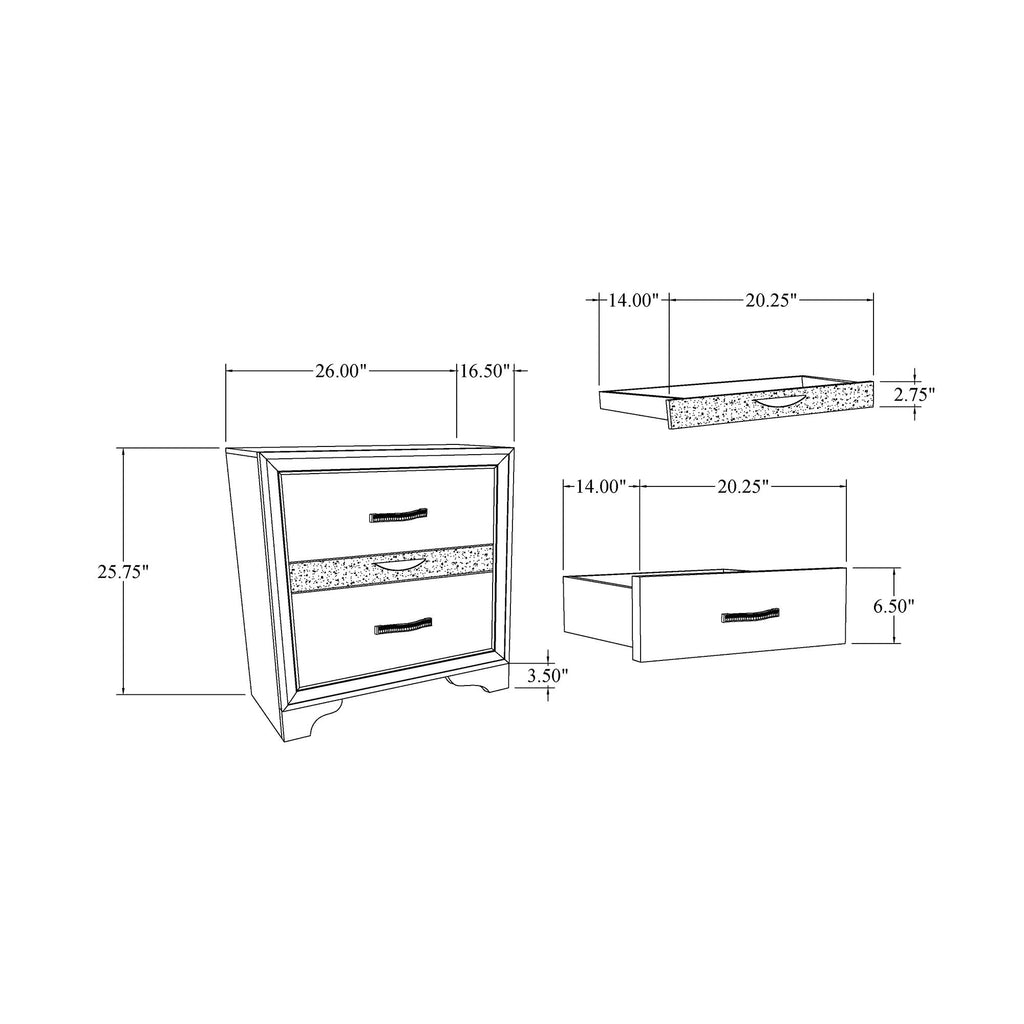 Ryder - Sparkle Nightstand - Gray