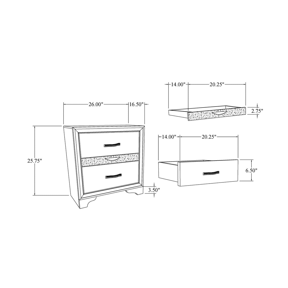 Ryder - Sparkle Nightstand - Gray