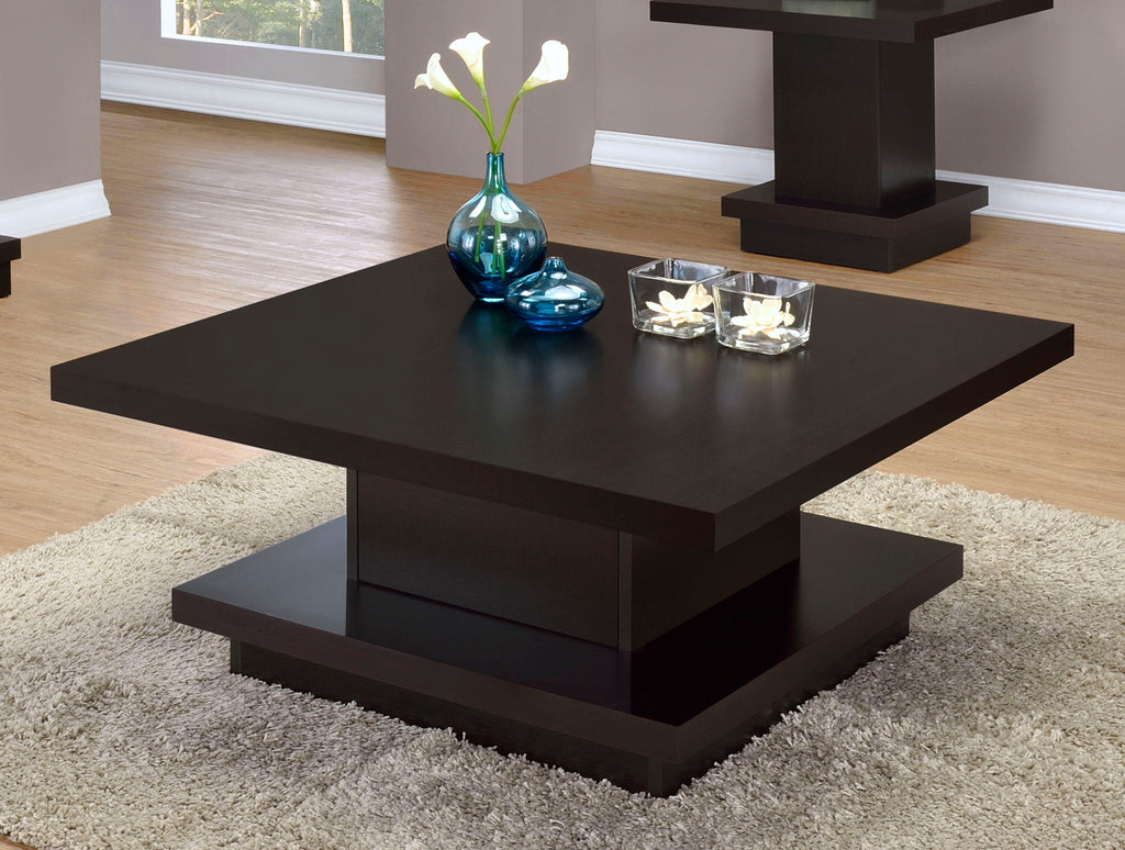Reston Square Engineered Wood Coffee Table with Casters Cappuccino