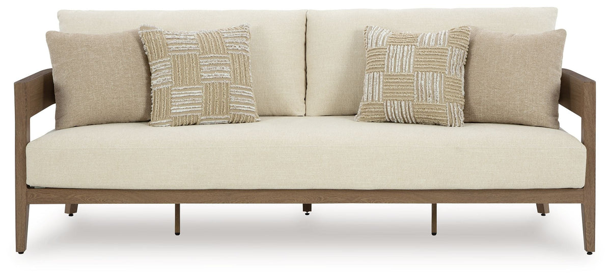 Serene Bay - Sofa With Cushion - Dark Brown / White
