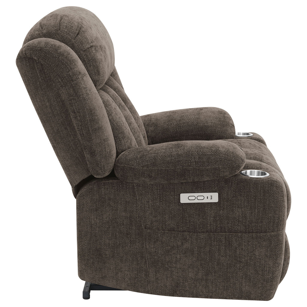 Beca - Upholstered Power Lift Recliner With Cupholders And USB Charging