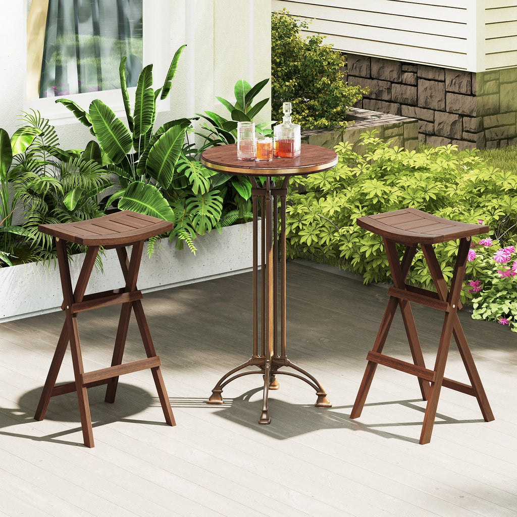 Bar Stools Set of 2 with Saddle Seat and Footrest for Kitchen Island and Balcony