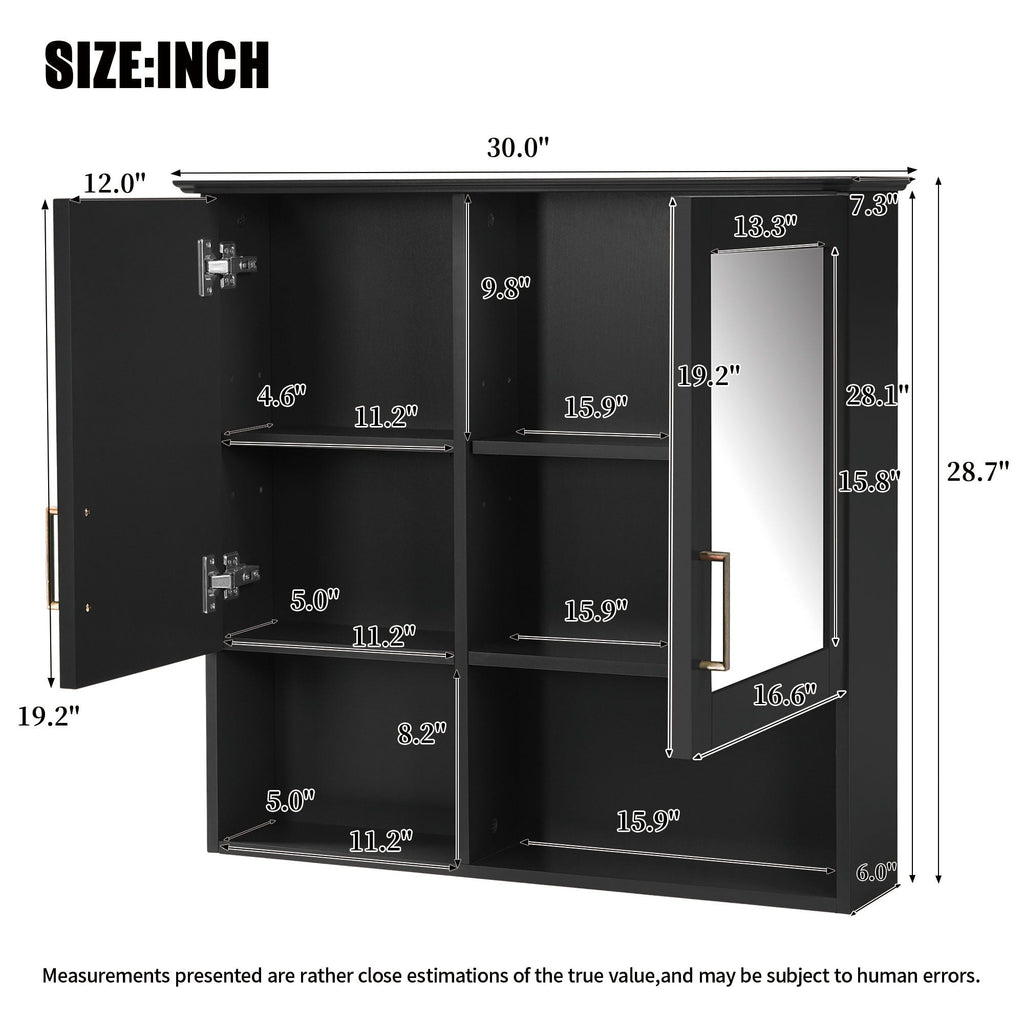 2 In 1 Wall-Mounted Mirror Cabinet With Adjustable Shelves, Soft-Close Doors, High-Definition Mirror & Storage