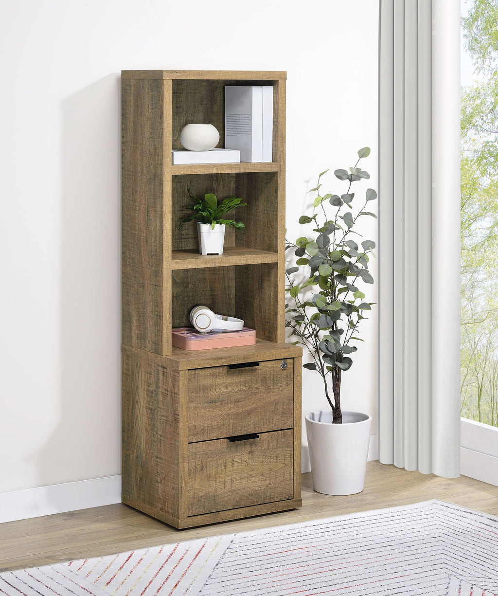 Westpark 3-shelf Bookcase USB and Lockable Drawer Mango
