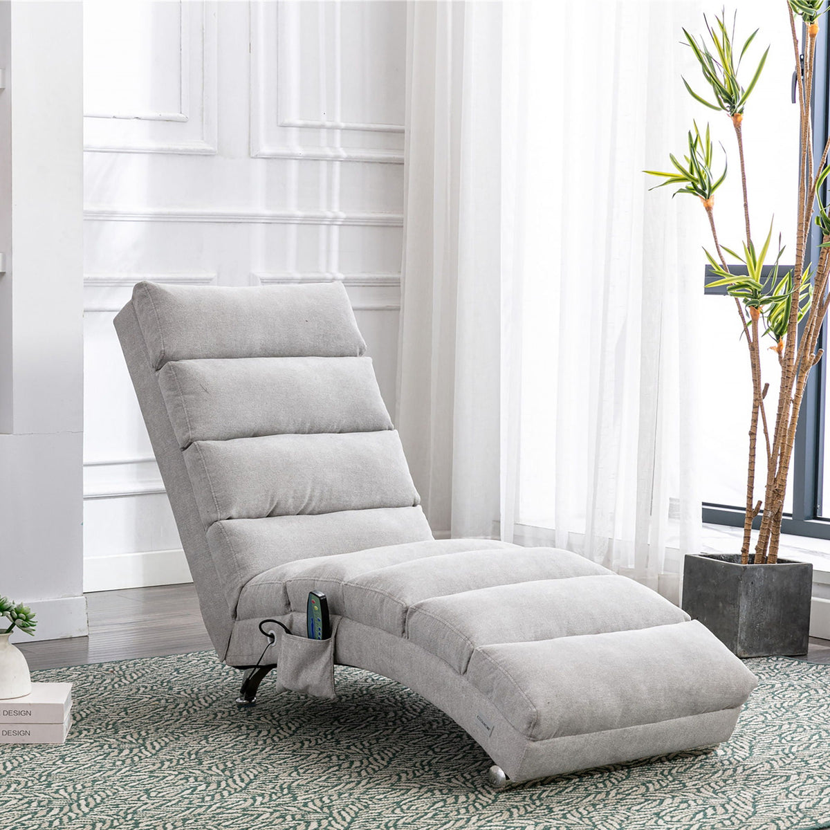 Massage Chaise Lounge Indoor With Remote Control, Ergonomic Electric Massage Lounger