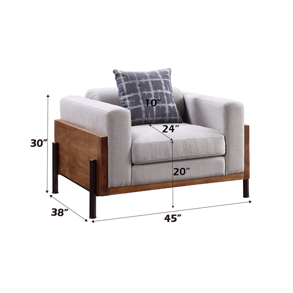 Pelton - Chair With Pillow - Fabric & Walnut