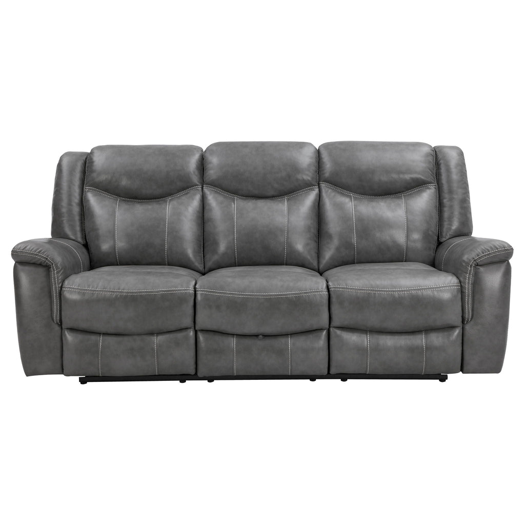 Conrad 2-piece Upholstered Padded Arm Motion Sofa Set Grey