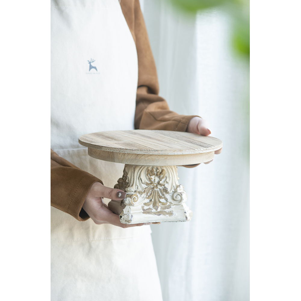 Cake Stand, Cake Plate With Magnesium Base - Cream / Brown