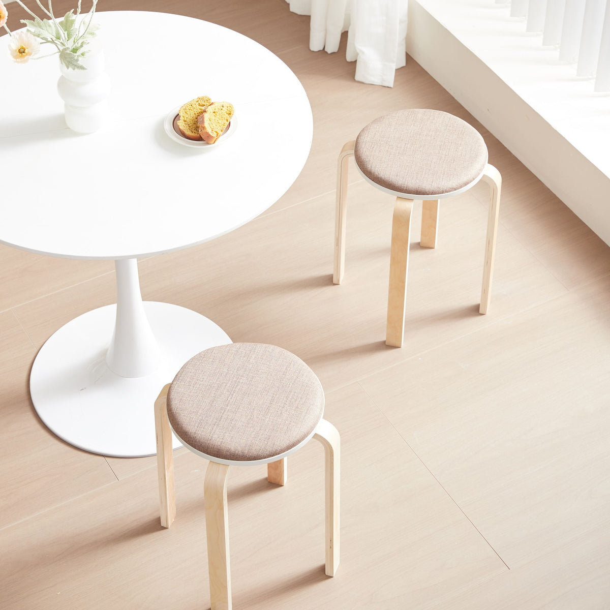 Stackable Round Backless Stools (Set of 4)