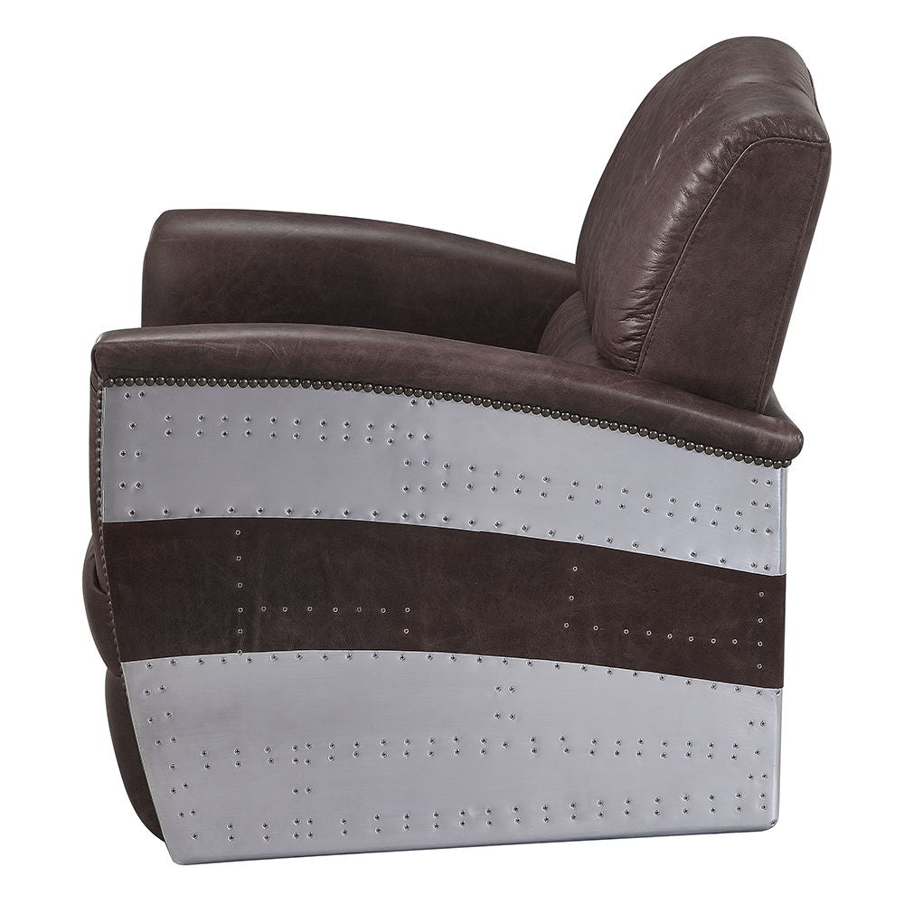 Brancaster - Accent Chair - Retro Brown Top Grain Leather & Aluminum