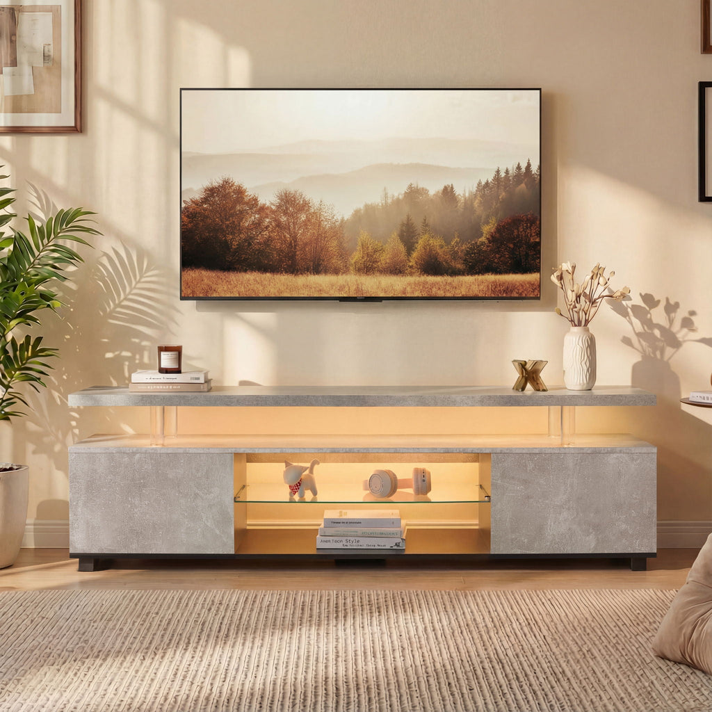 TV Stant With LED And Large Side Cabinet