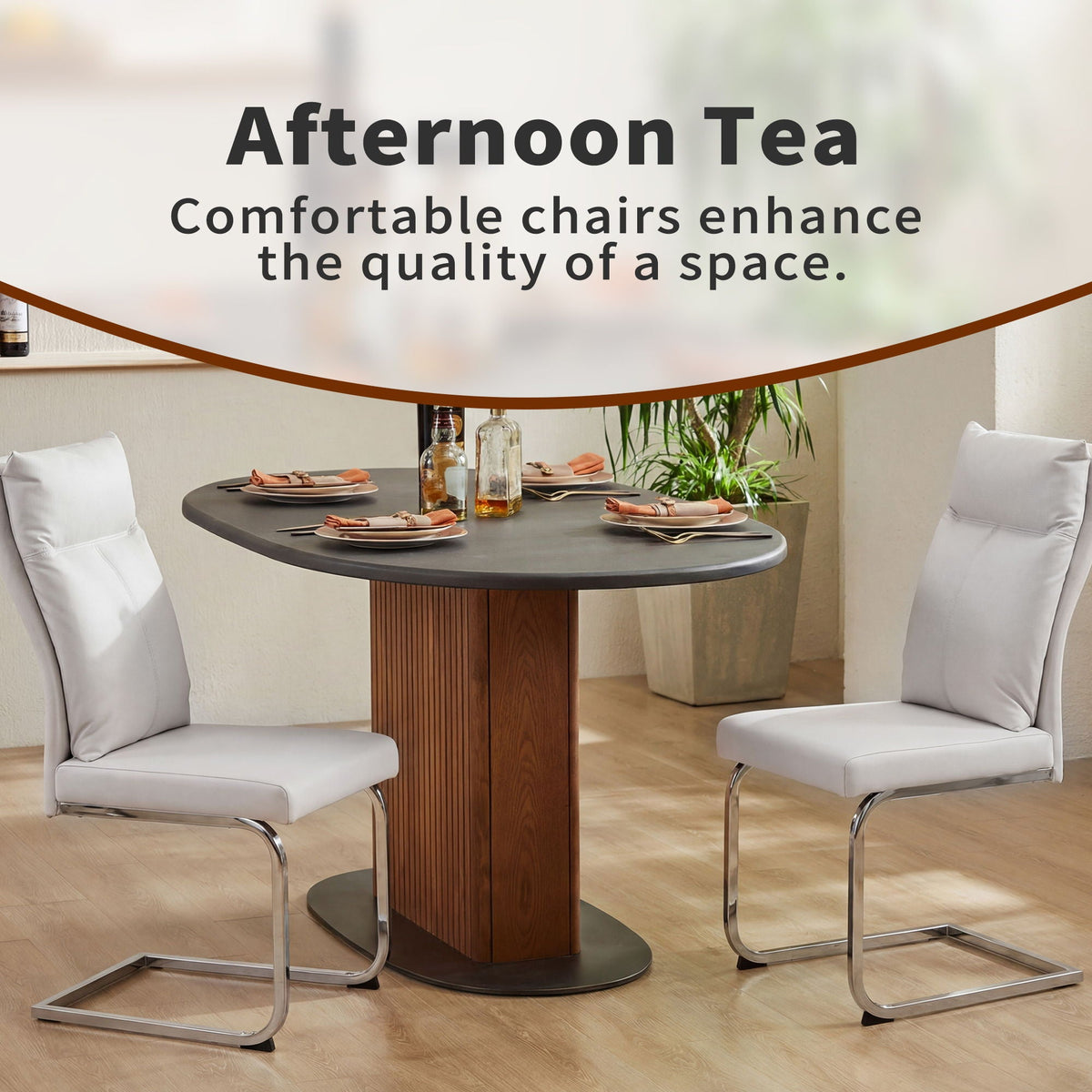 Modern Dining Chair SetWith Soft Cushion Backrest (2 Pieces)