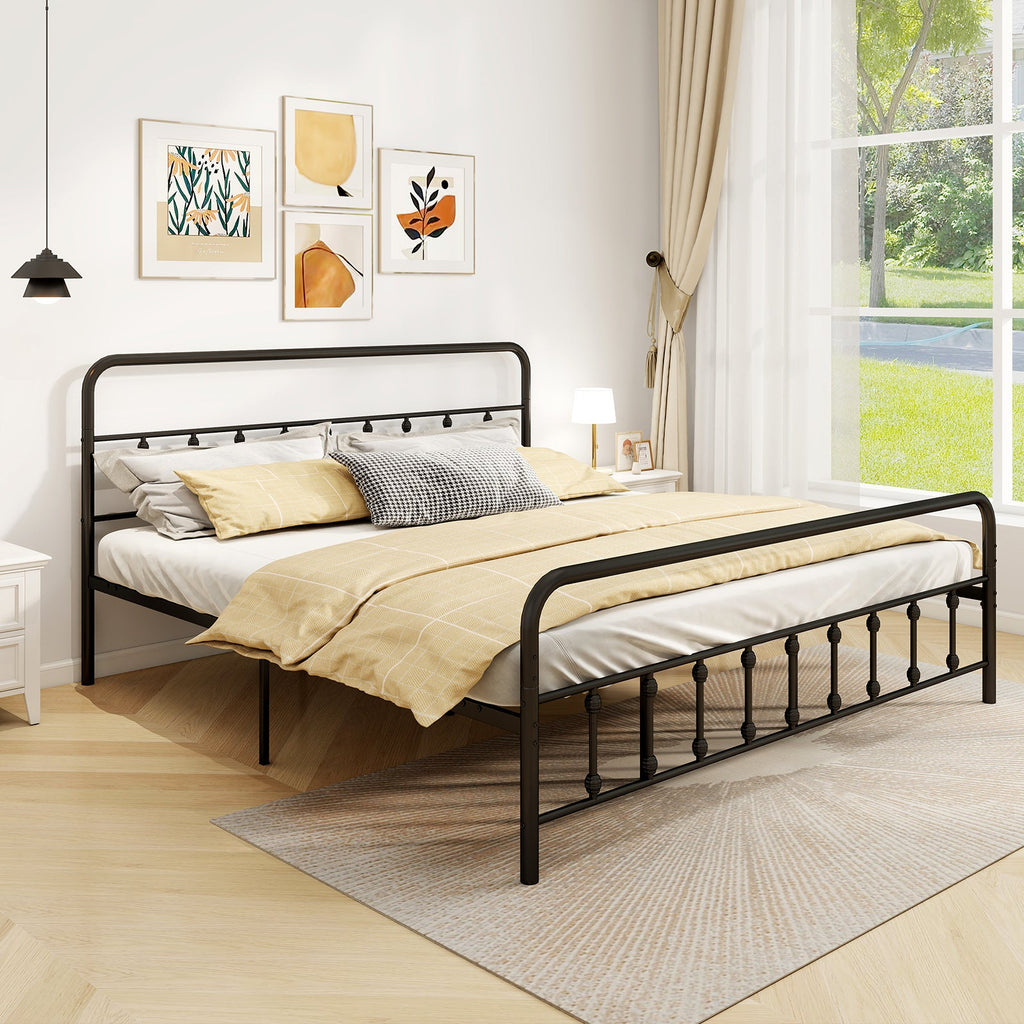Bed Frame with Headboard and Under Bed Storage Black