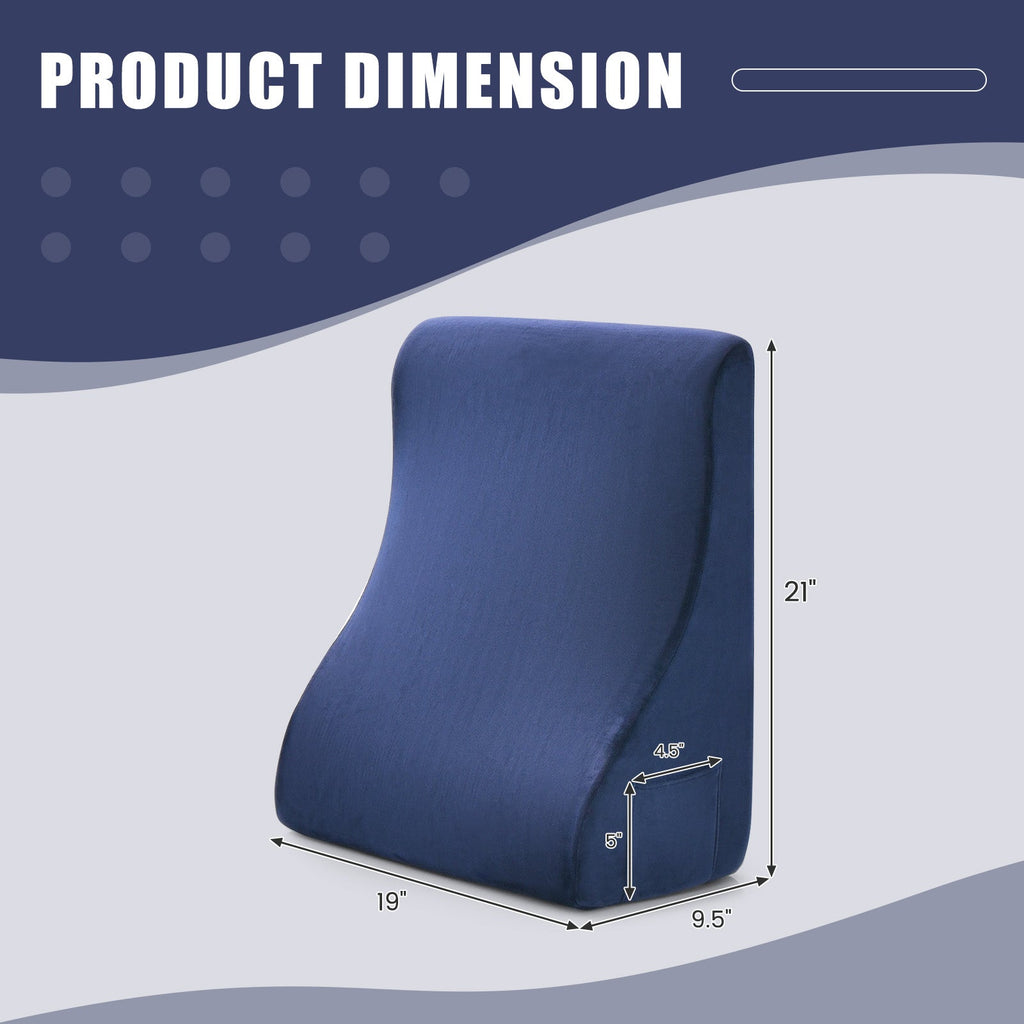Bed Wedge Pillow with Tablet Pillow Stand and Side Pockets-Navy