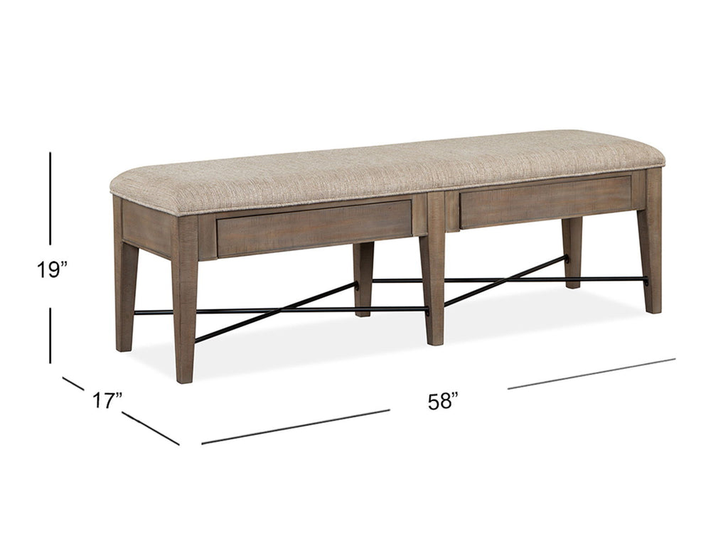 Paxton Place - Bench With Upholstered Seat - Dovetail Gray