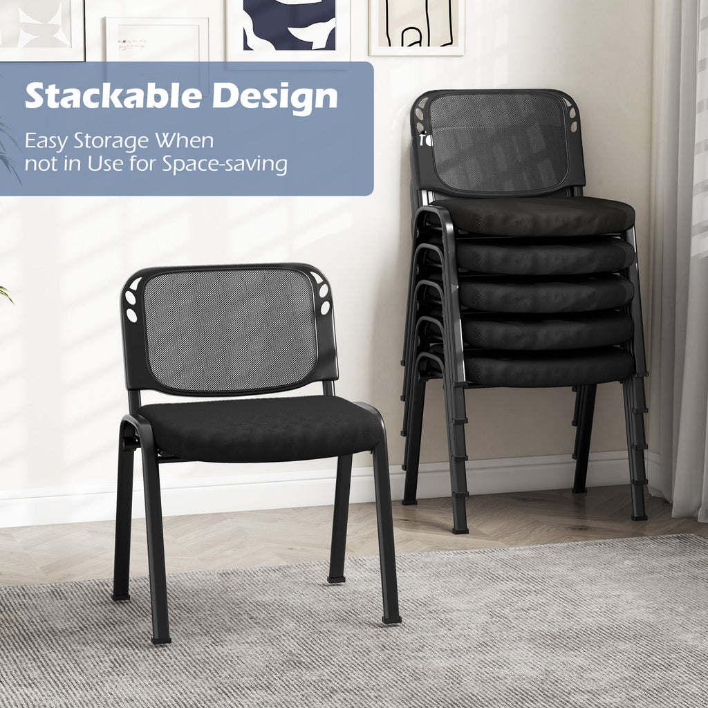 Set of 5 Stackable Conference Chairs with Mesh Back