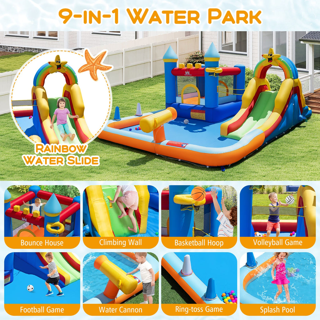 Inflatable Water Slide Park with Climbing Wall and Splash Pool
