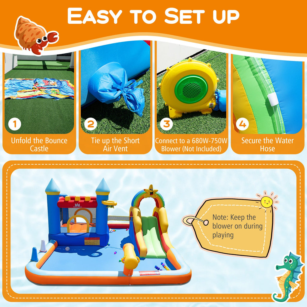 Inflatable Water Slide Park with Climbing Wall and Splash Pool