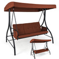 3-Piece Patio Swing with Canopy Removable Cushions and Side Pockets