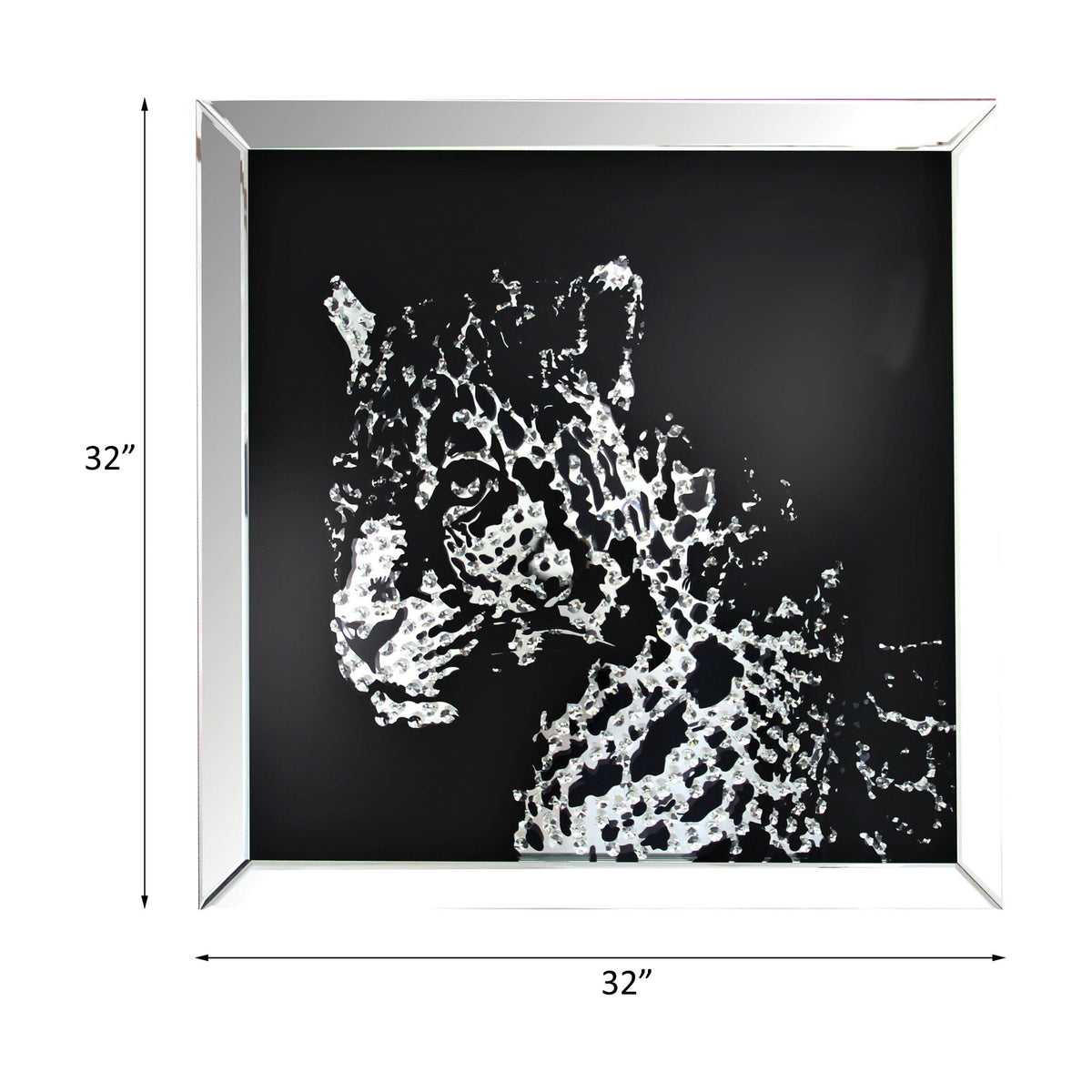 Talisha - Wall Art - Mirrored & Faux Crystal Leopard