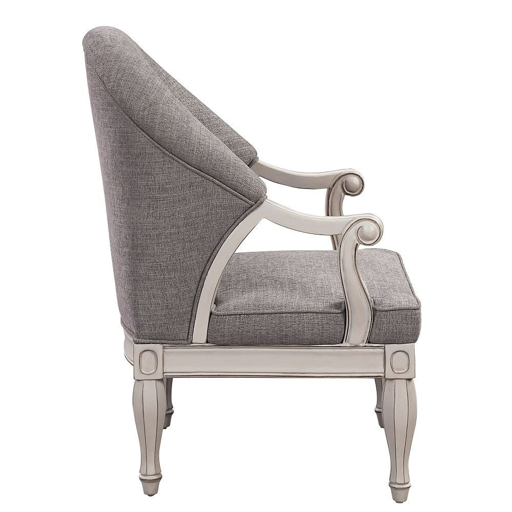 Florian - Chair - Gray Fabric & Antique White