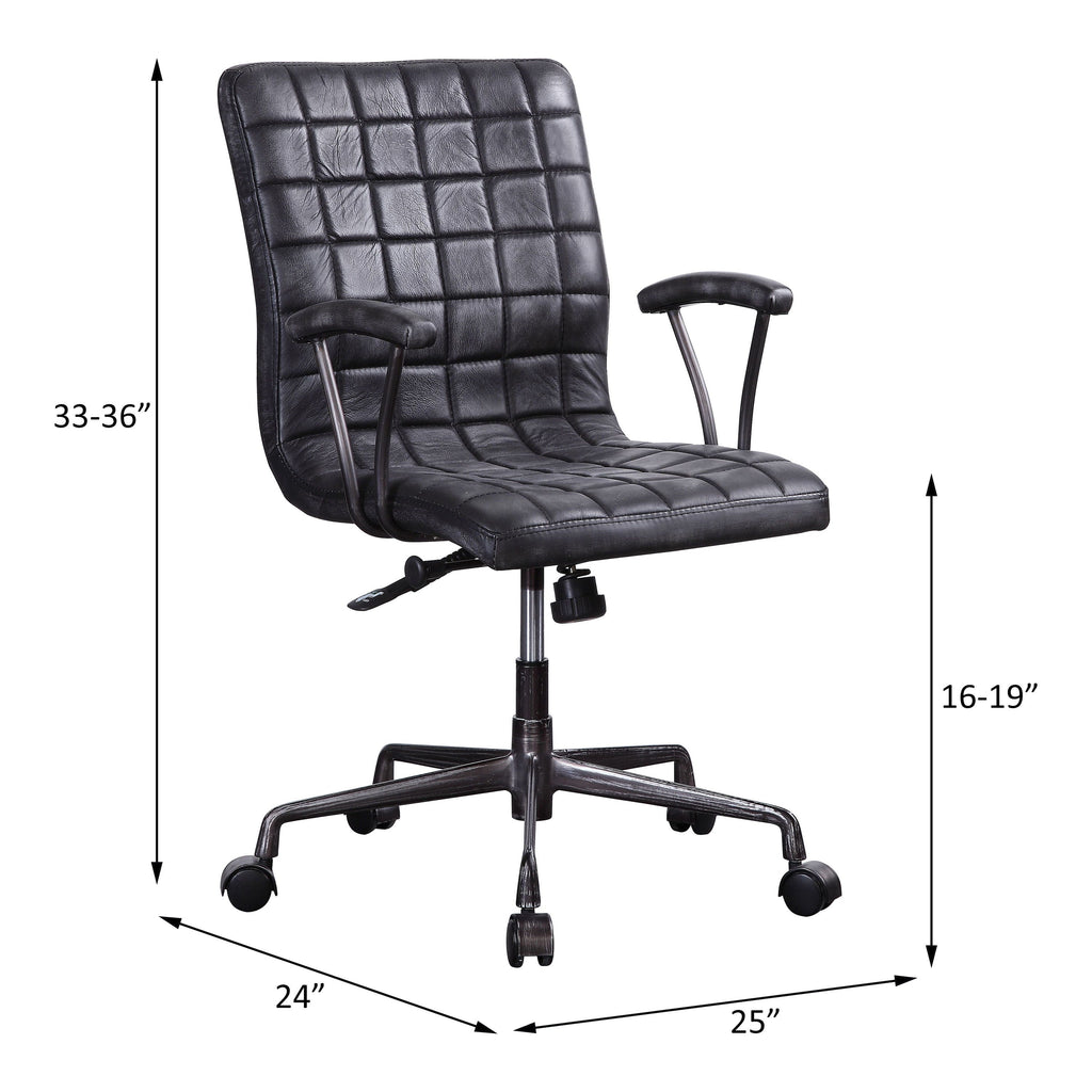 Barack - Office Chair - Vintage Black Top Grain Leather & Aluminum