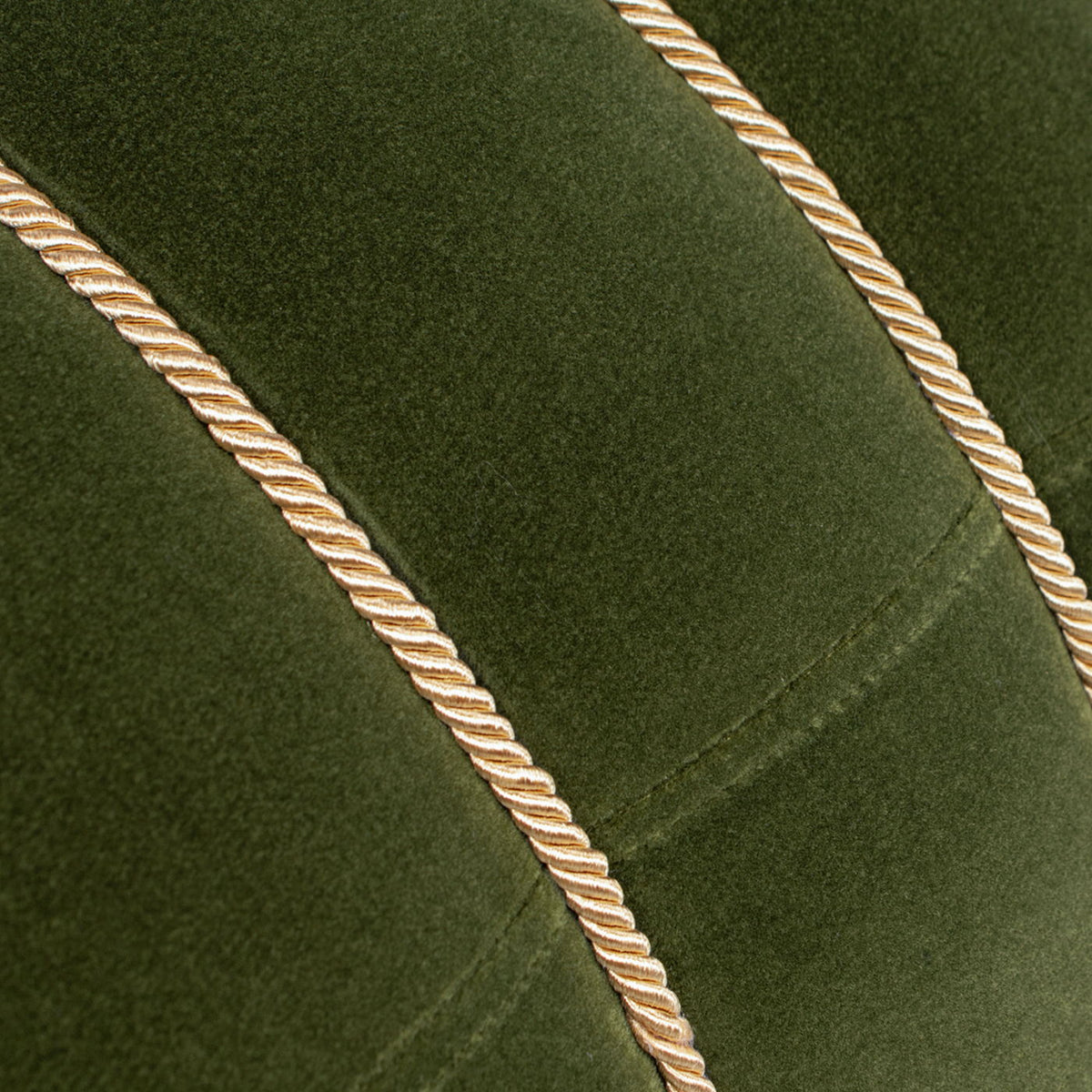 Edward - Round Upholstered Ottoman With Bullion Fringe - Olive Green