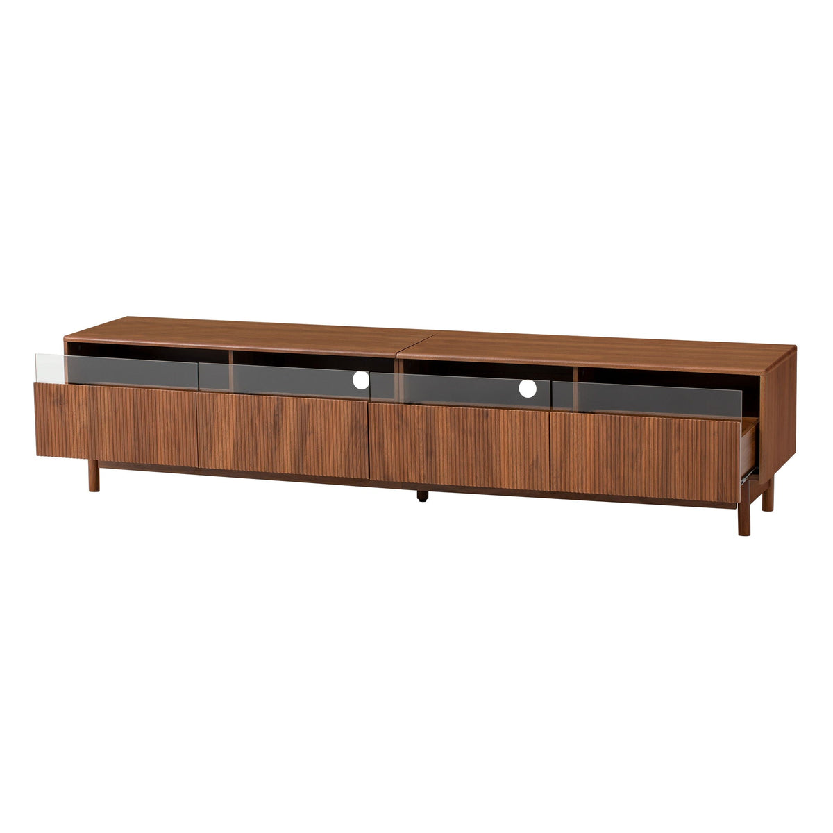 TV Stand, Entertainment Center With Fluted Drawers For Living Room - Walnut