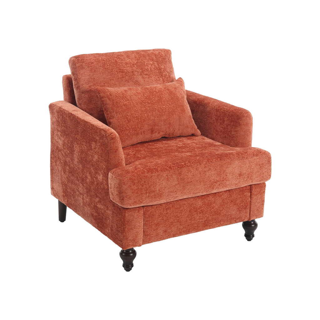 Modern Mid Century Wood Frame Armchair With Tufted Design