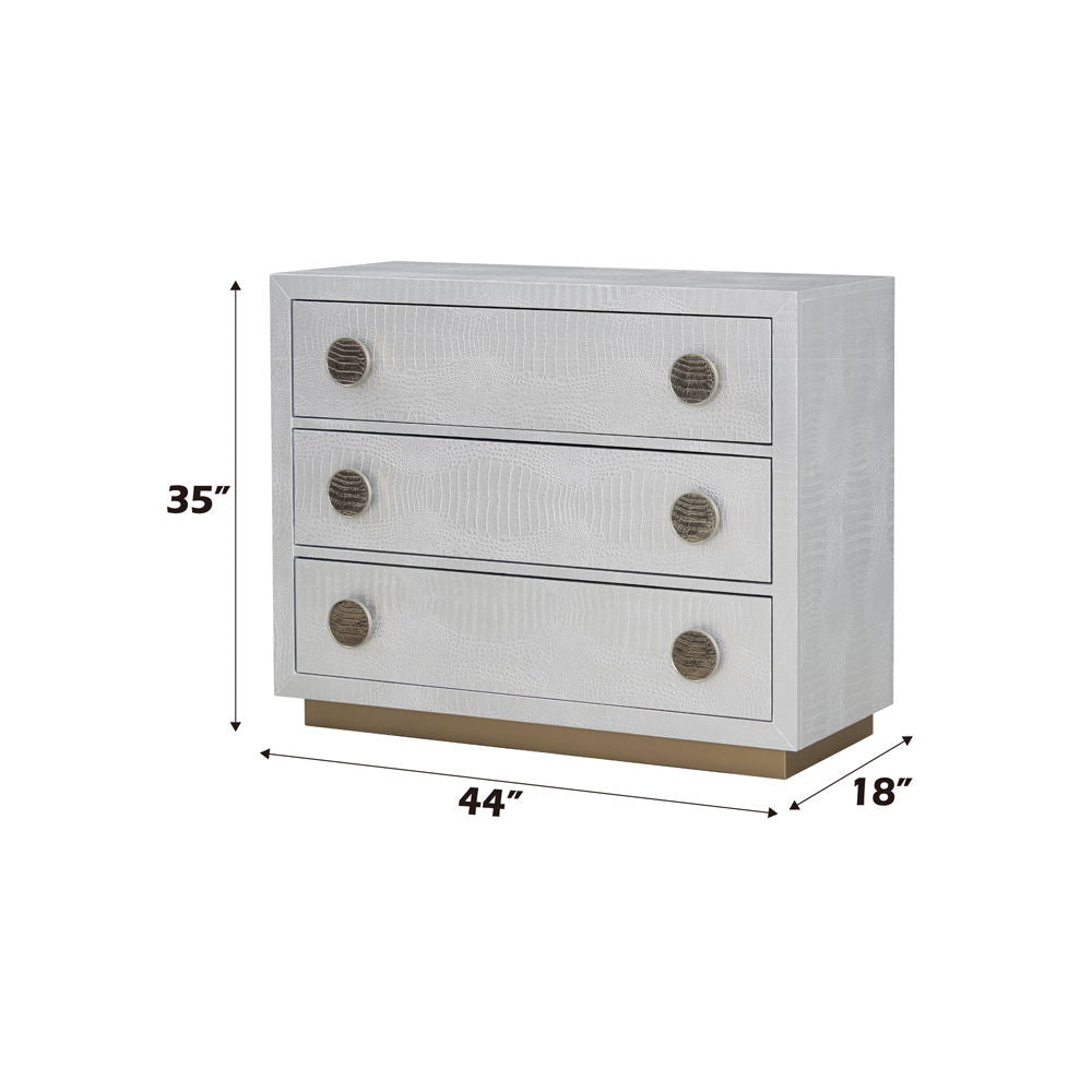 Anpu - Console Cabinet - Silver Faux Crocodile Skin