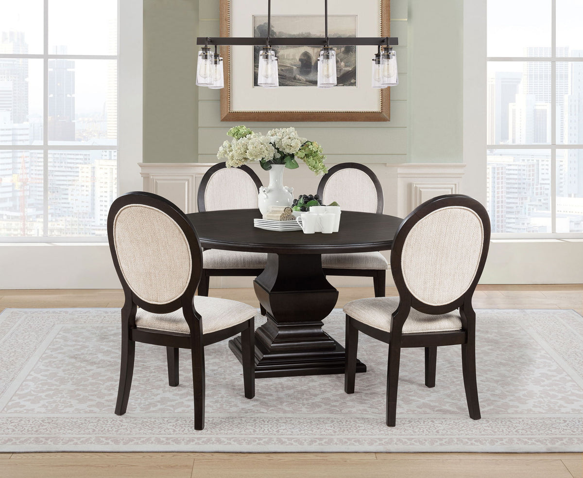 Twyla 5-piece Round Wood Dining Room Table Set Dark Cocoa